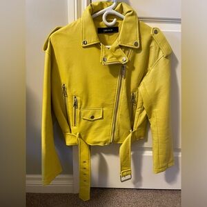 Yellow Zara leather jacket